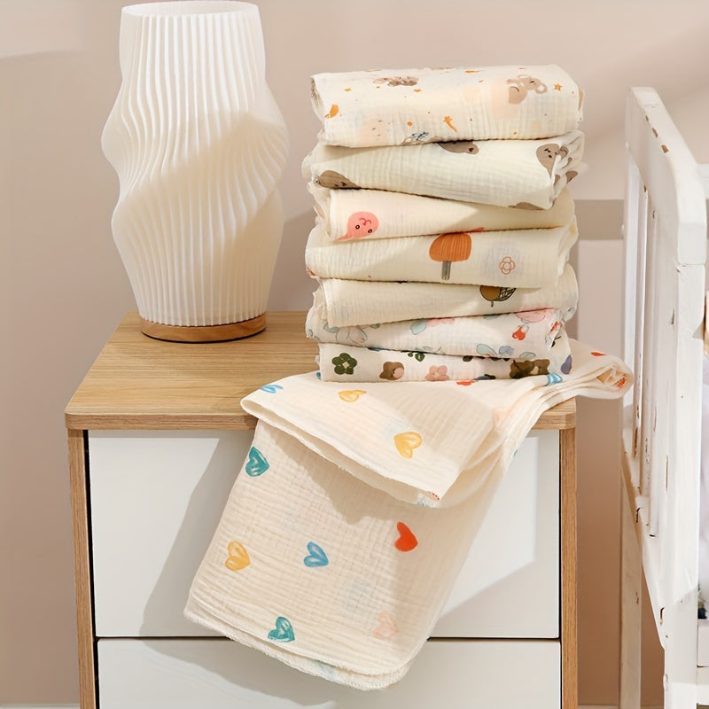 Double-Layer Muslin Swaddle Blanket with Cartoon Print - Ultra-Soft, Lightweight, and Hand Washable - Ideal for Young Children.