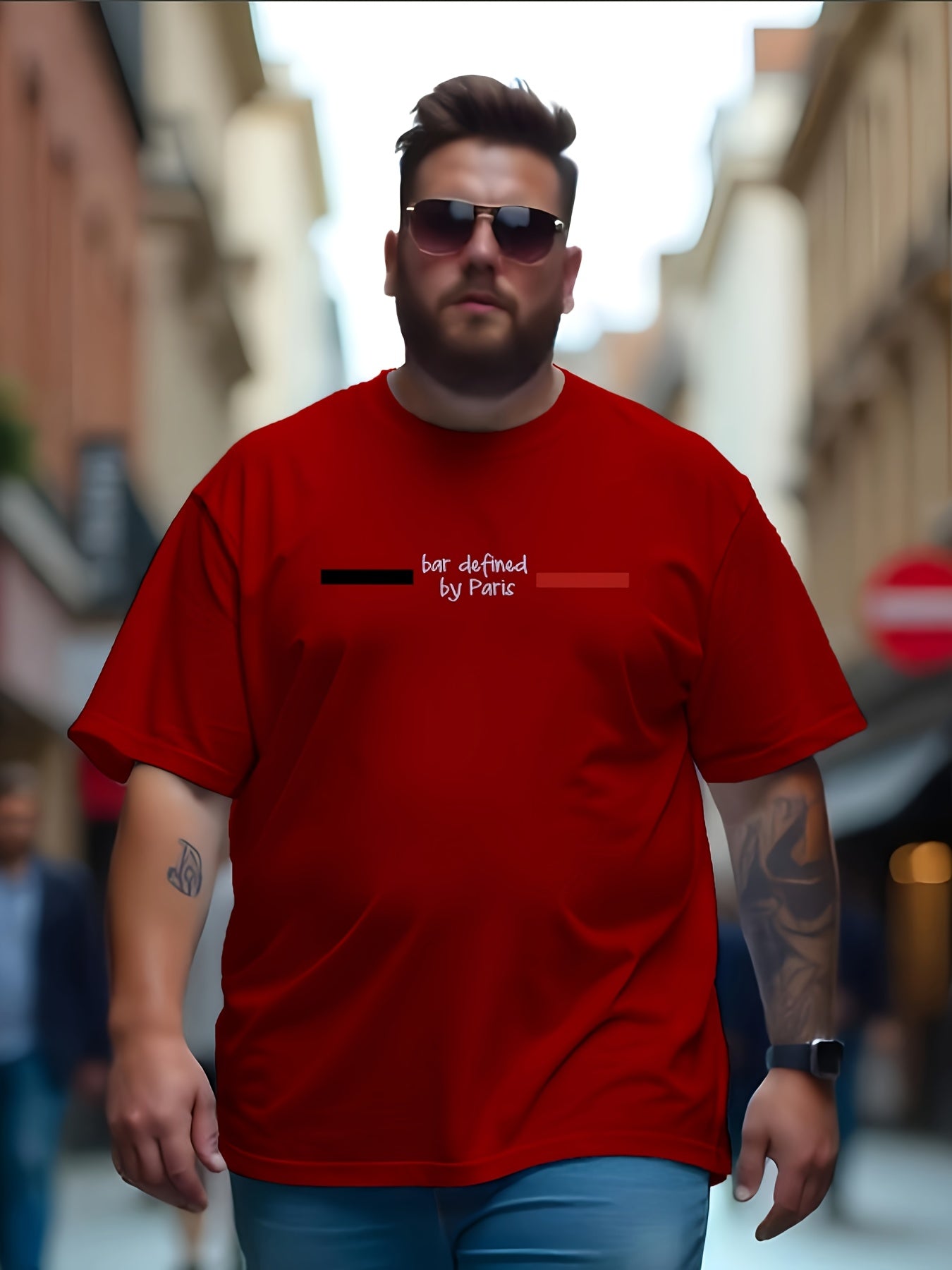 Plus size men's printed t-shirt, perfect for outdoor and party wear.