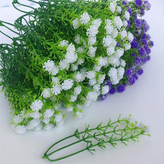 50 artificial gypsophila flowers for decoration, made of plastic to simulate handmade roses.