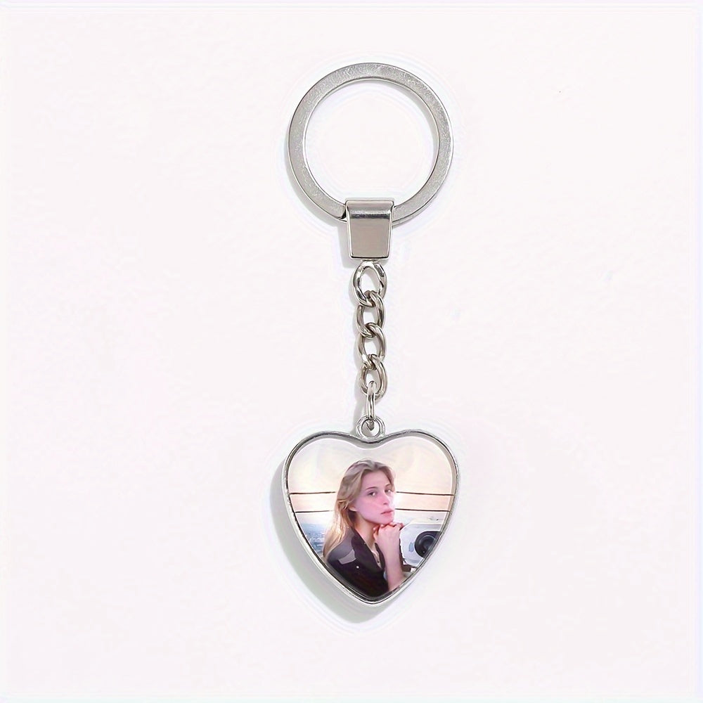 Customize your high-quality love heart keychain with personalized photos, including a wedding dress photo, children's photo, or any other special image. This makes a perfect gift for a loved one on their birthday or any occasion.