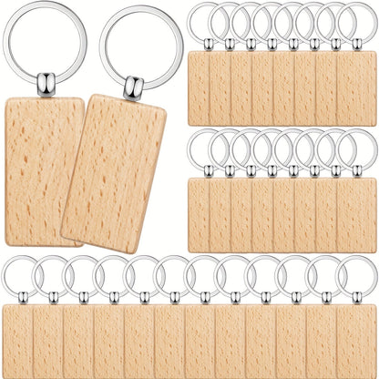 Set of 20 Wooden Keychain Blanks for DIY Crafts, Round Wood Keyring Blanks for Creating DIY Key Chains, Christmas Pendants, Wall Hangings, and Bag Decorations