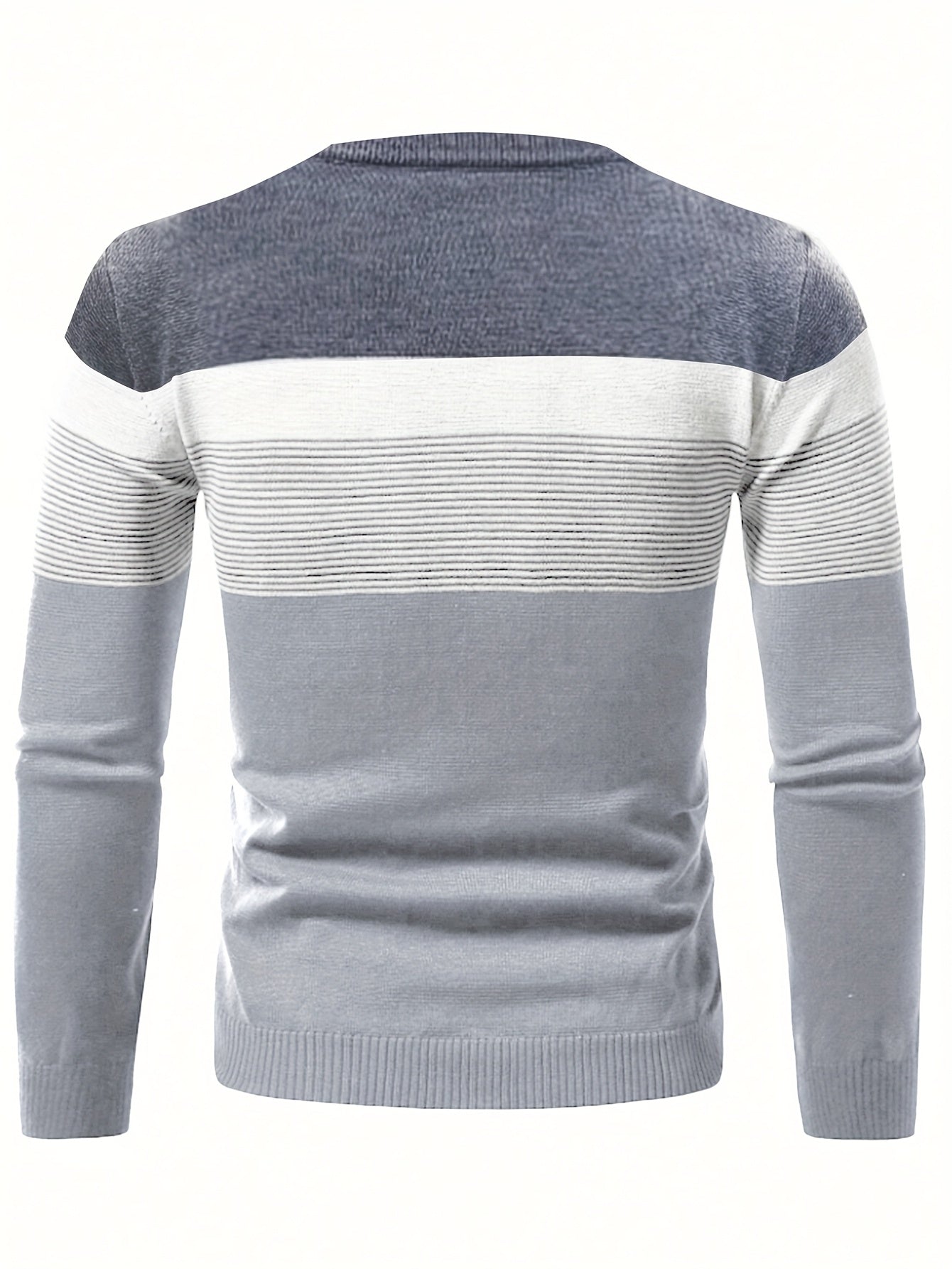 Cotton crew neck sweater for men with striped pattern, perfect for daily wear in fall/winter.