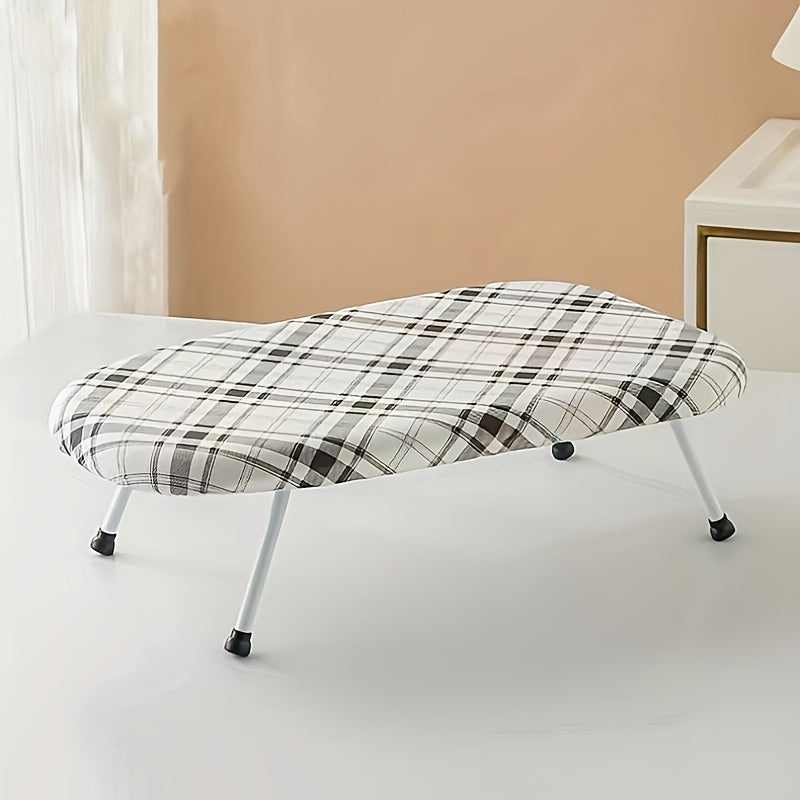 Compact Folding Ironing Board Stand with Stainless Steel Frame and Plastic Cover, Space-Saving Tabletop Design, Ideal for Home Use, Perfect for Collar and Cuff Ironing.