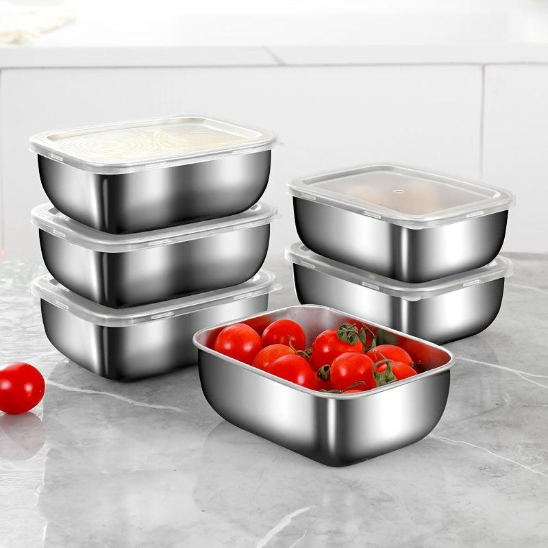 Set of 4 Stainless Steel Food Storage Containers with Lids - Perfect for Reusable Meal Prep, Lunches, and Outdoor Picnics with Convenient Flip-Top Design