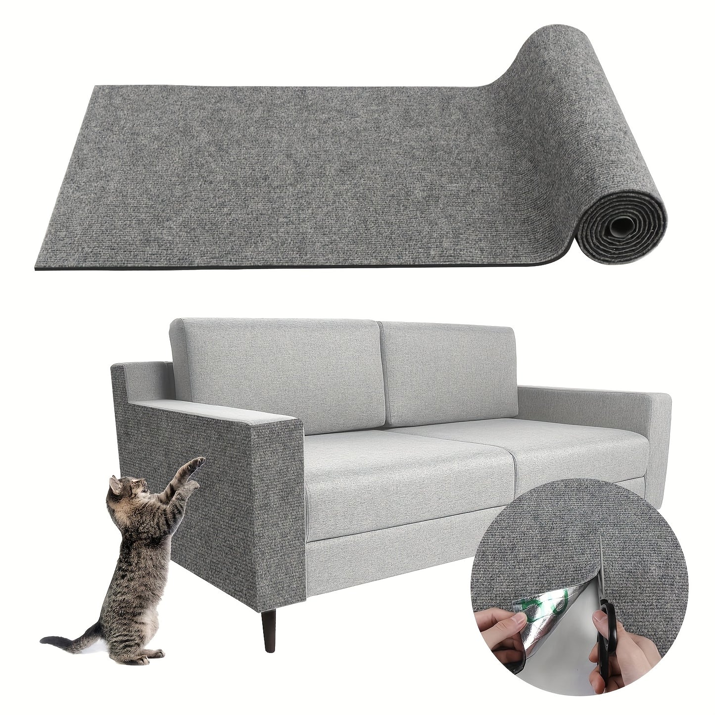 DIY self-adhesive carpet for cats, with scratching board, climbing mat, tree stand, and climbing stickers. Protects furniture and entertains cats.