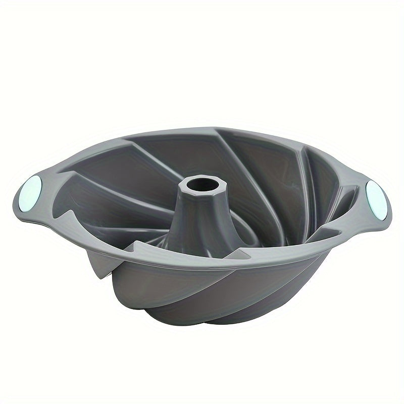 Grey Silicone Bundt Pan, 28.45cm Non-Stick Food Grade Cake Mold, Oven Safe Baking Accessory, Kitchen Supply - 1pc