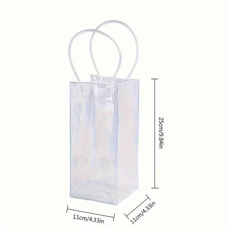 Portable ice bucket with PVC anti-leak ice bag, transparent and with handle for refrigerating red wine bottles and champagne.