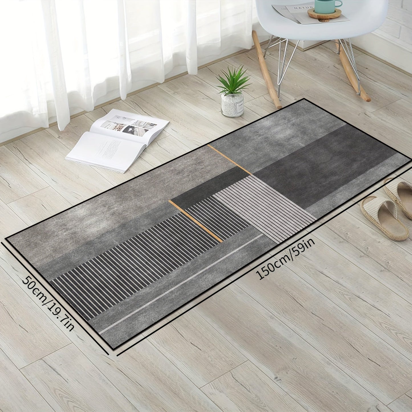 One piece of modern absorbent floor mat that is anti-fatigue and oil-proof, suitable for use in the kitchen. This non-slip kitchen rug is waterproof and can be used as a runner rug or standing desk mat. Perfect for use in the house, sink, office, or