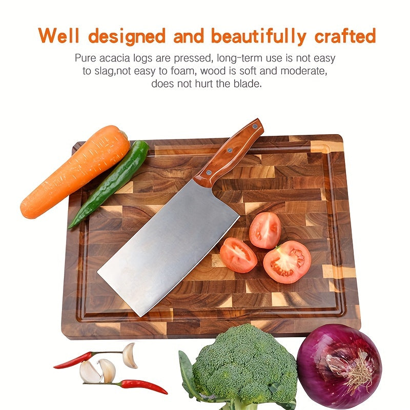 Durable Acacia Wood Cutting Board with Juice Groove - Premium Quality, Mold-Resistant Kitchen Chopping Block for Fruits and Vegetables