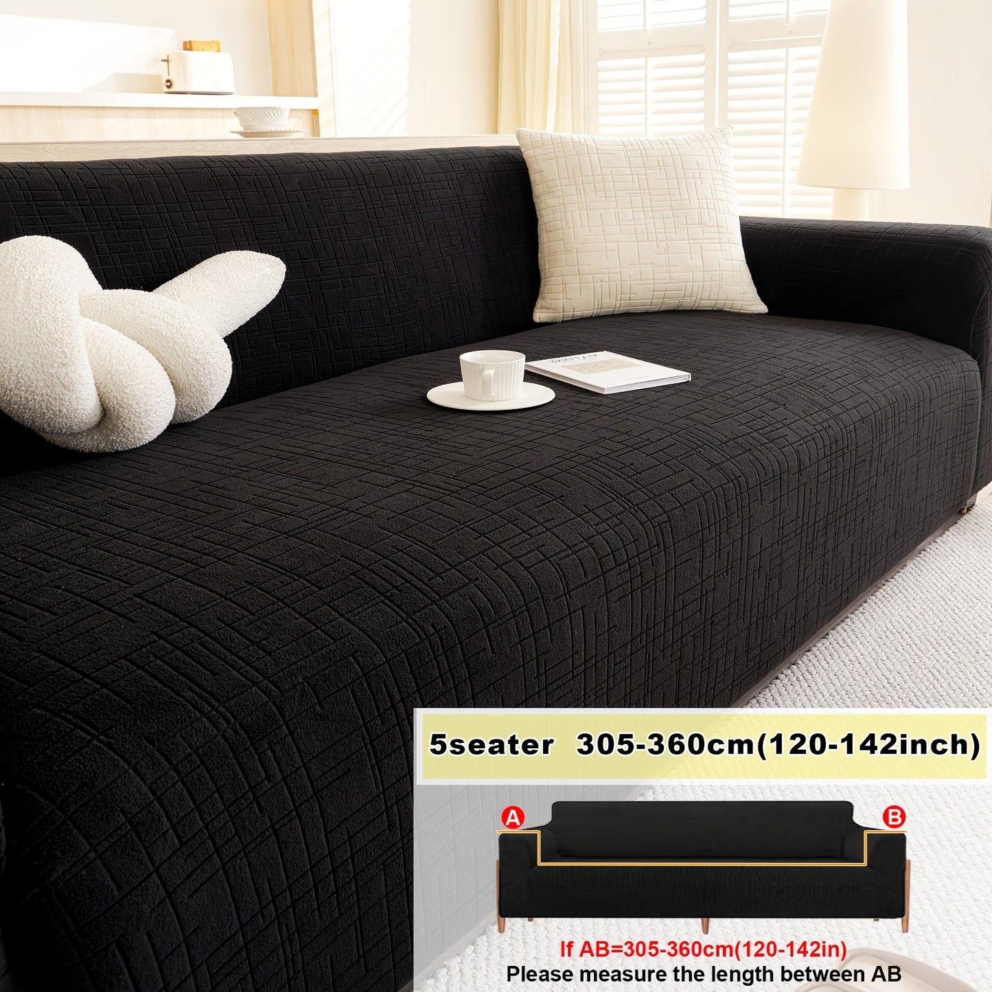 Elastic Fitted Sofa Slipcover made of Polar Fleece Fabric. T-Cushion Design, Machine Washable. Stretch Sofa Cover fits Armchair to 4-Seater Sectional Sofas. Plain Style, No Printing.