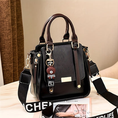 Women's casual messenger bag, 2024 new arrival, with adjustable strap and water-resistant polyester lining. Zipper closure and random pattern design make it fashionable for work and outings.