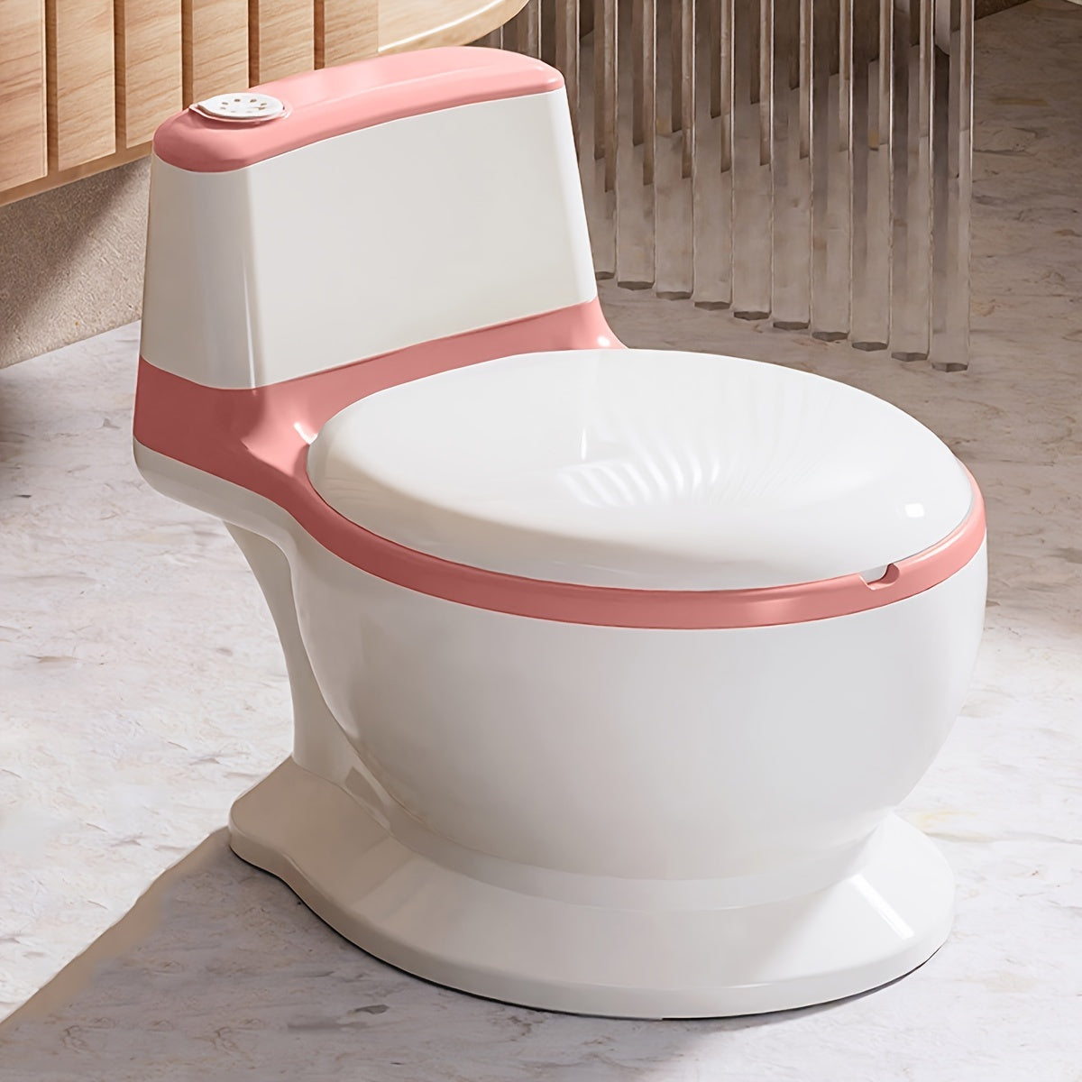 Large-size kids potty training toilet seat in mixed colors, ideal for toddlers. Made of plastic material.