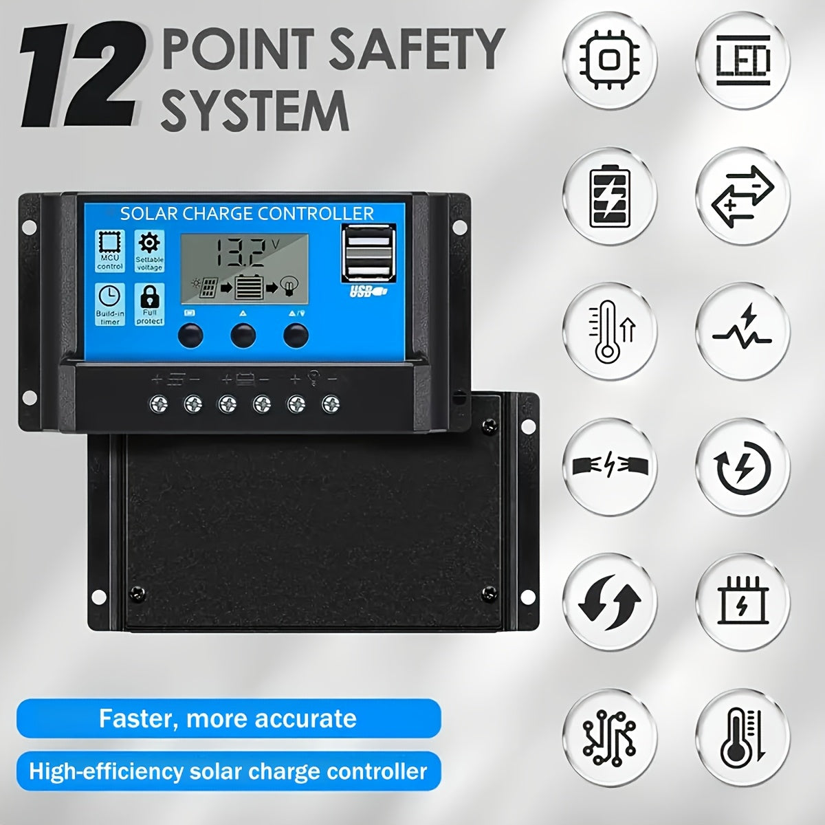 W88 Solar Charge Controller for 12V/24V Panels up to 100A