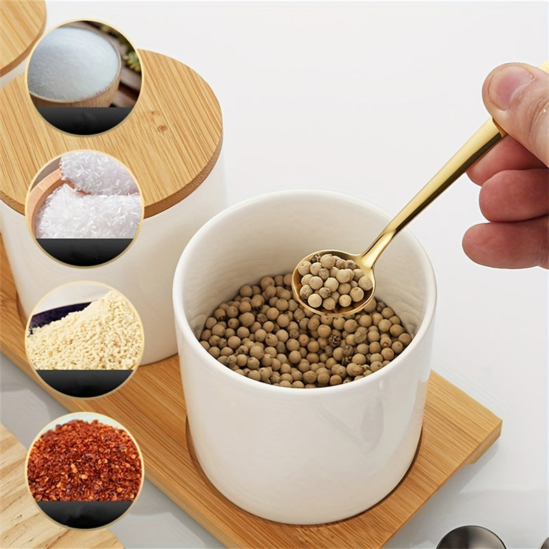 Mini Seasoning Spoon Set with 8 Pieces, made of 304 Stainless Steel - Ideal for Coffee, Tea, and Espresso - Available in Silver and Golden Colors.