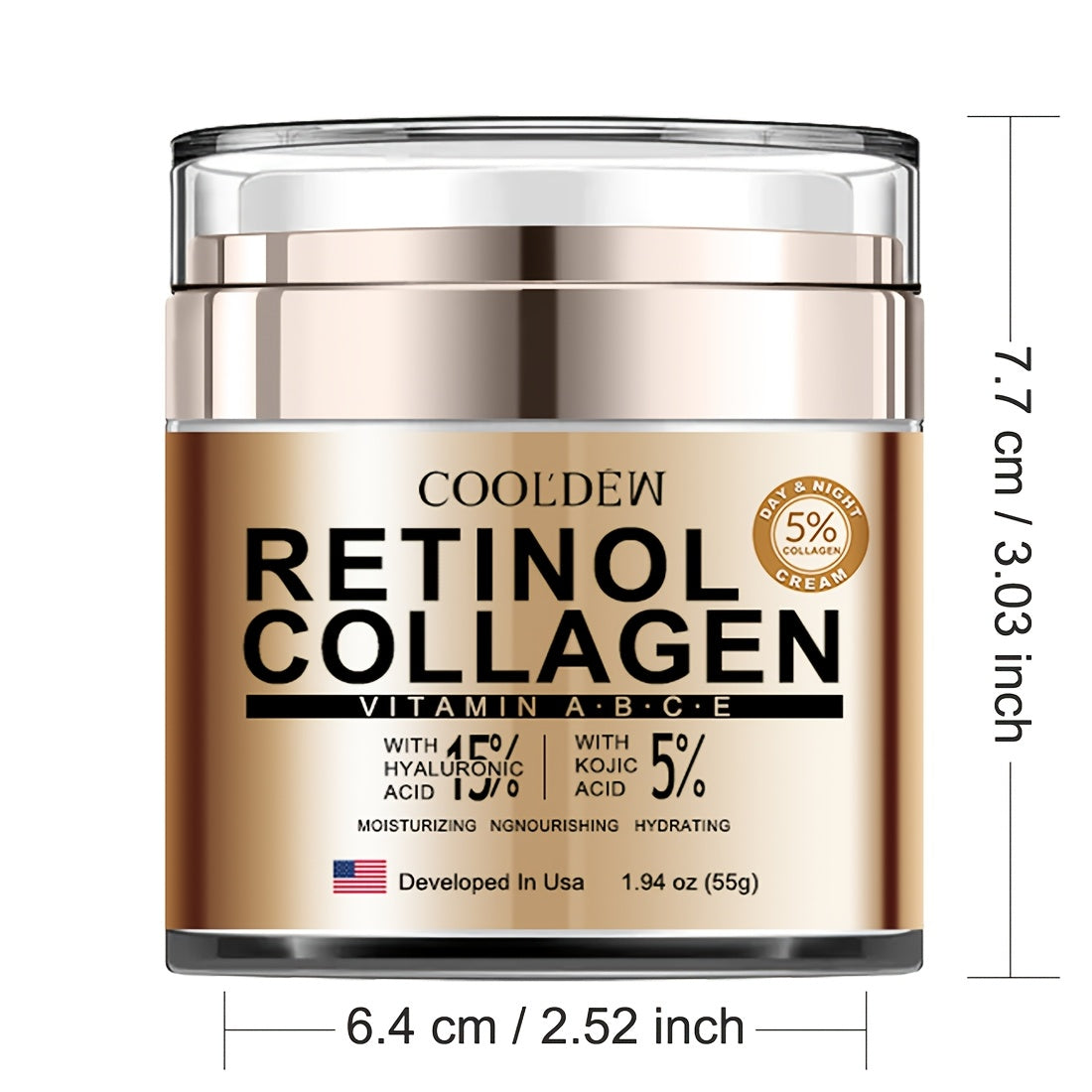 COOLDEW Retinol Collagen Face Cream - 1.94oz, Moisturizing Day & Night Cream for All Skin Types, Paraben-Free, Firming & Brightening