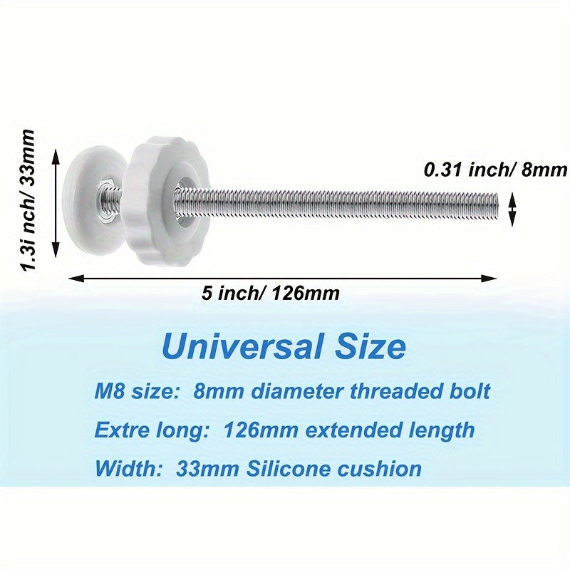 Set of 4 Gate Spindle Rods - M8 8mm, Made from Latex-Free Plastic, Provides Extra Long Tension Extension for Pet & Child Safety Gates