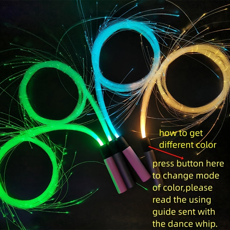 Rechargeable LED dance whip with RGB fiber optic strip light, 7 color options