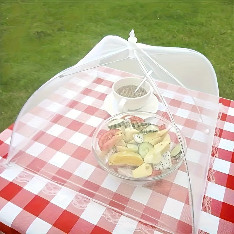 Removable and washable outdoor food cover for tables, protects from insects.