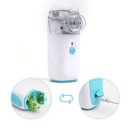 USB rechargeable handheld humidifier and facial steamer -- portable, fragrance-free moisturizing mist sprayer for home and office use, perfect beauty gift.