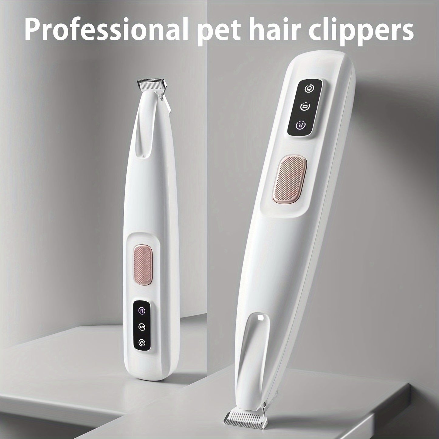 Pet grooming clippers with LED light, low noise, and long battery life support.