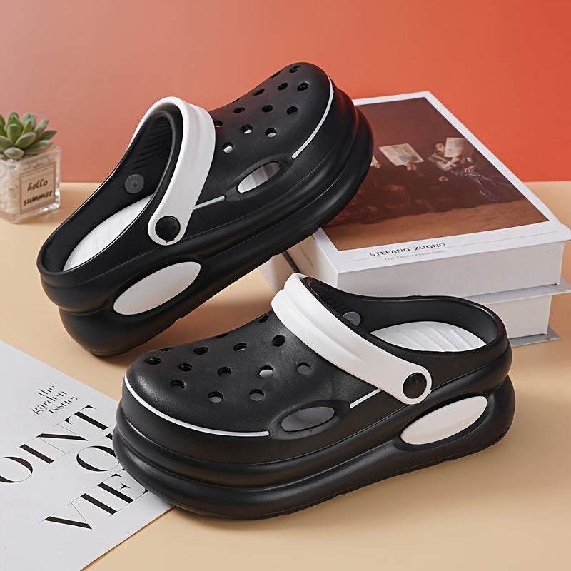 Cute new summer style hollow shoes for girls with dual-color thick-soled anti-slip EVA sandals for home, leisure, and outdoor beach, including parent-child style