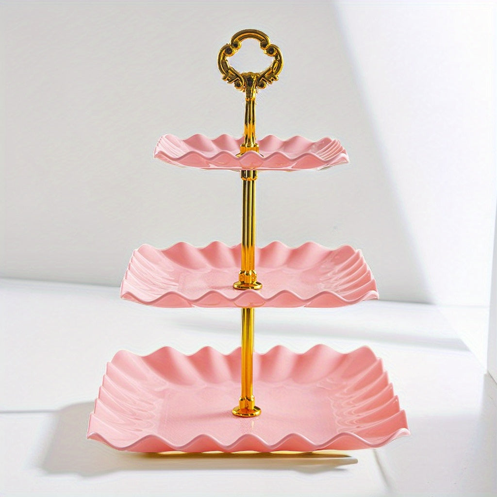 Elevate dessert presentations with this chic plastic display tray - ideal for weddings, birthdays, and summer tea parties.