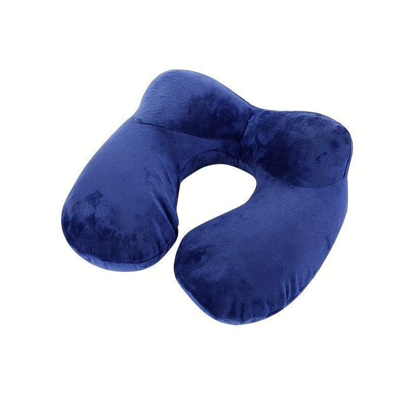 Inflatable U-shaped Pillow with Cute Design, Providing Neck Support for Outdoor Activities, Airplanes, Cars, Offices, and Travel. Perfect for Napping and Taking Lunch Breaks.