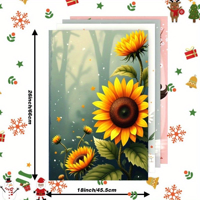 Set of 4 Christmas-themed Kitchen Towels measuring 45.72*66.04cm each, perfect for adding festive cheer to your kitchen decor. Decorate with Merry Christmas and IQXYS designs.