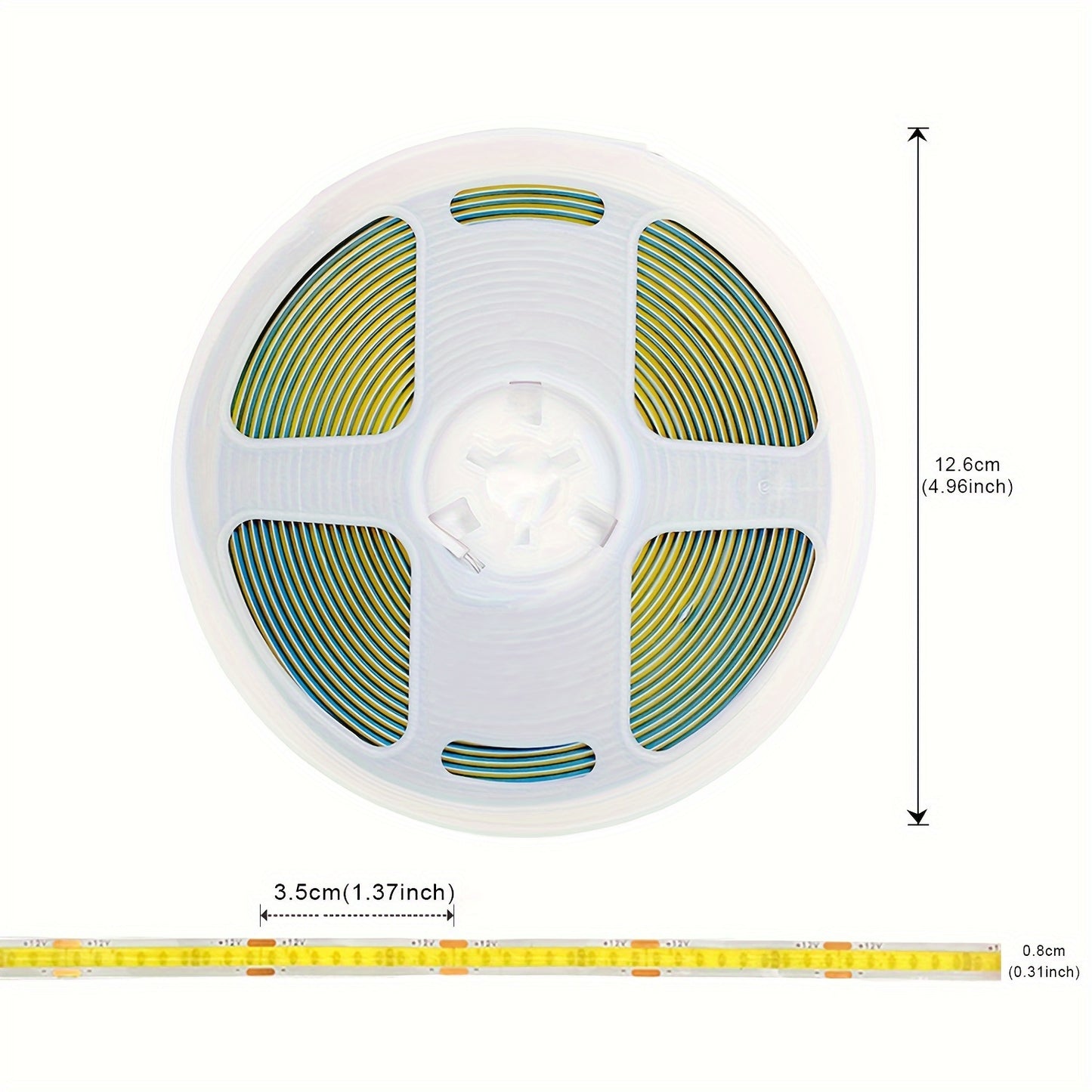 5m/16.4ft Flexible COB Strip Lights, 12V Night Lighting for Bedroom, Natural/Warm/Cool White, Easy Installation, Suitable for Bedroom, Stairs, Kitchens & More