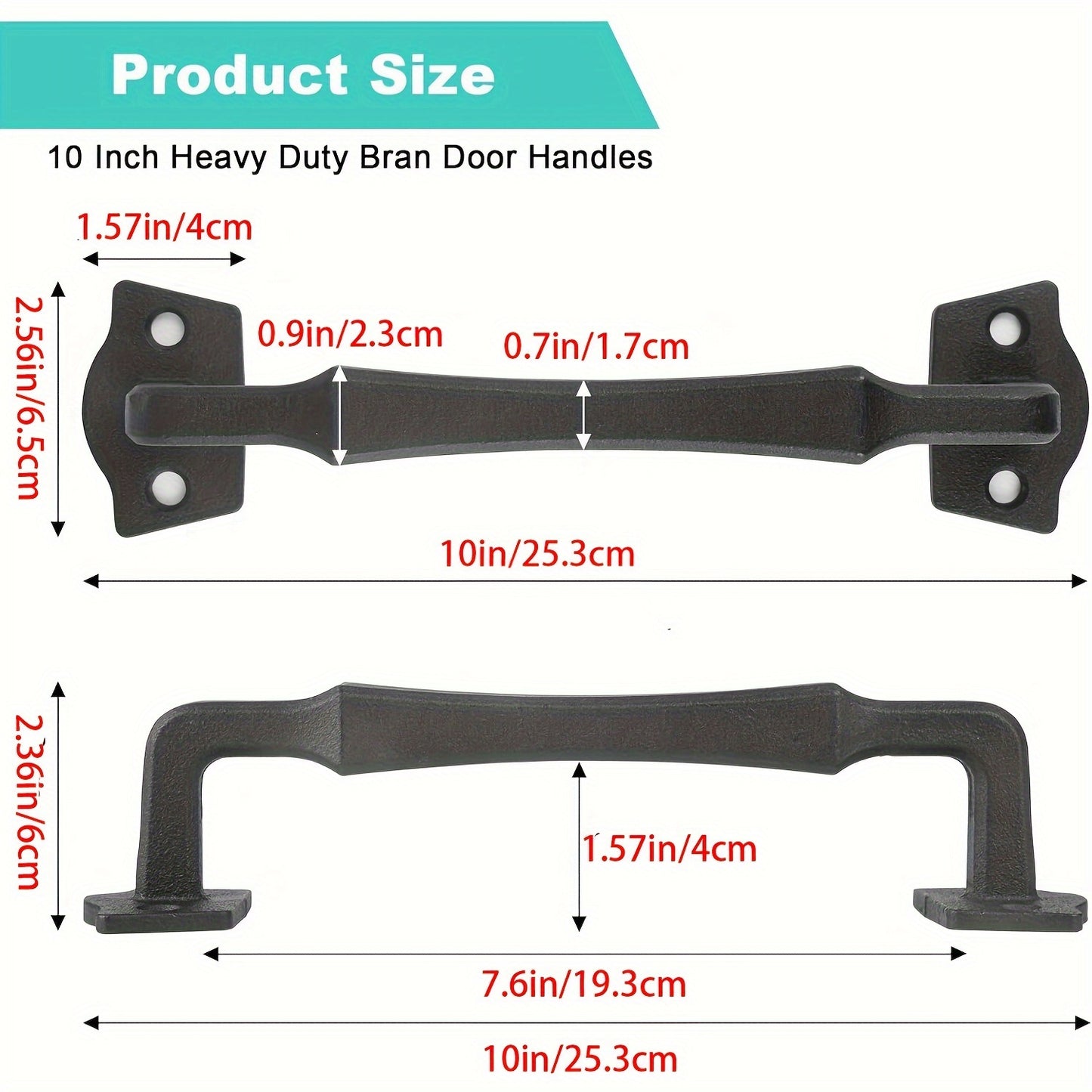 25.4cm Heavy-Duty Matte Black Sliding Barn Door Handle for DIY Doors, Gates & Sheds with Mounting Screws Included