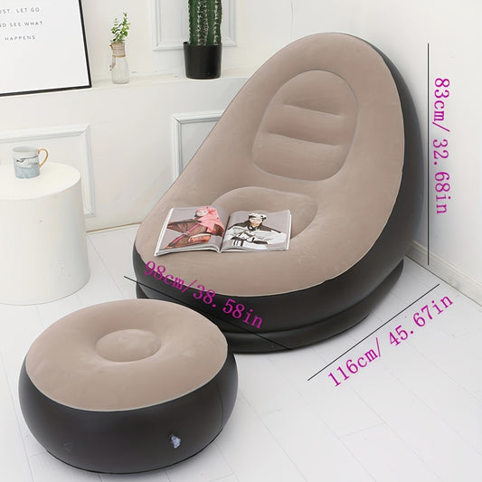 Portable and Inflatable Lounge Chair that Folds easily, featuring a Flocked Sofa design perfect for napping or lounging outdoors. Ideal for leisure activities.