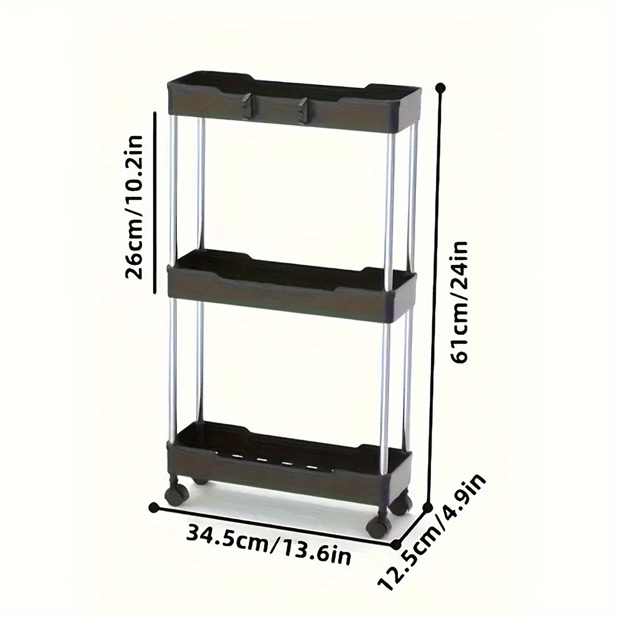 Multi-Purpose Rolling Storage Cart with Multiple Tiers - Ideal for Utilizing Space in Bathroom, Kitchen, and Living Room