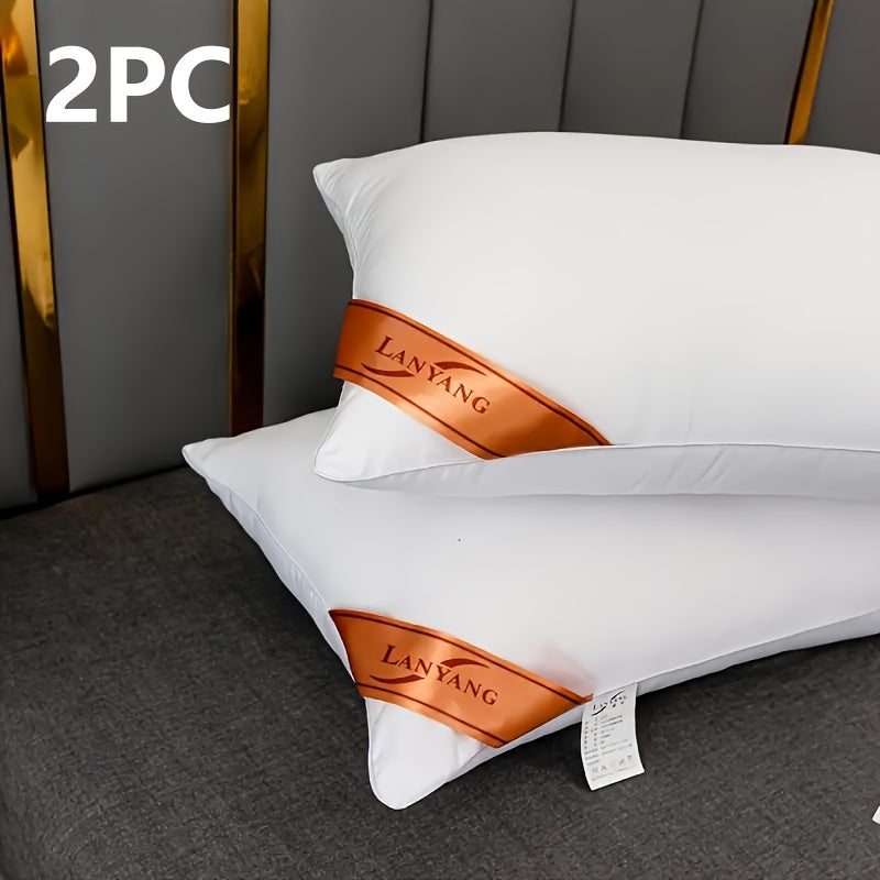 Luxurious High Pillow Combination Pack: Two White Rebound High Pillows for a Soft and Comfortable Sleep Experience. Perfect for Bedroom or 5-Star Hotel Home Use. Ideal for Single Adults.