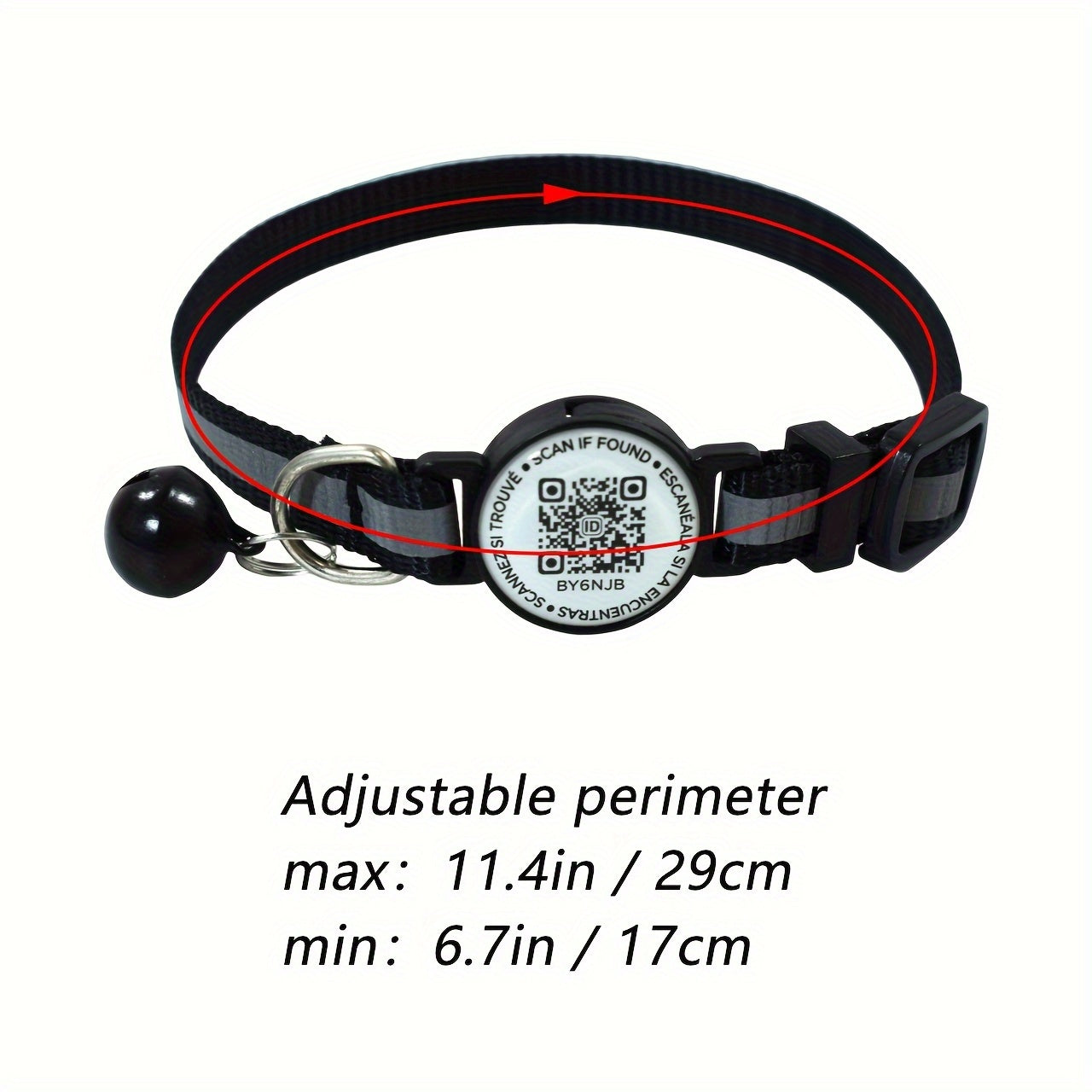 Reflective QR Code Pet Collar for Cats & Small Dogs - High Visibility at Night, Anti-Lost Feature, Striped Polyester