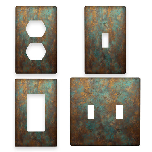 1pc Aged Copper Patina Design Wall Plate Cover for Home Decor - 1Gang/2Gang, Image