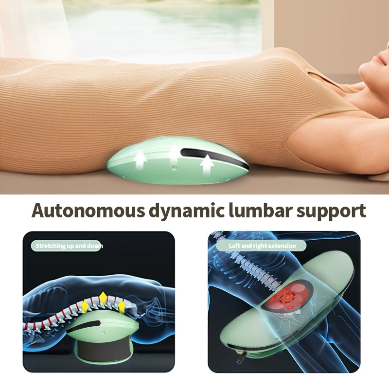 Portable electric lumbar traction device with heat, vibration, and USB rechargeable feature - perfect for home or office use, a great gift for both men and women.