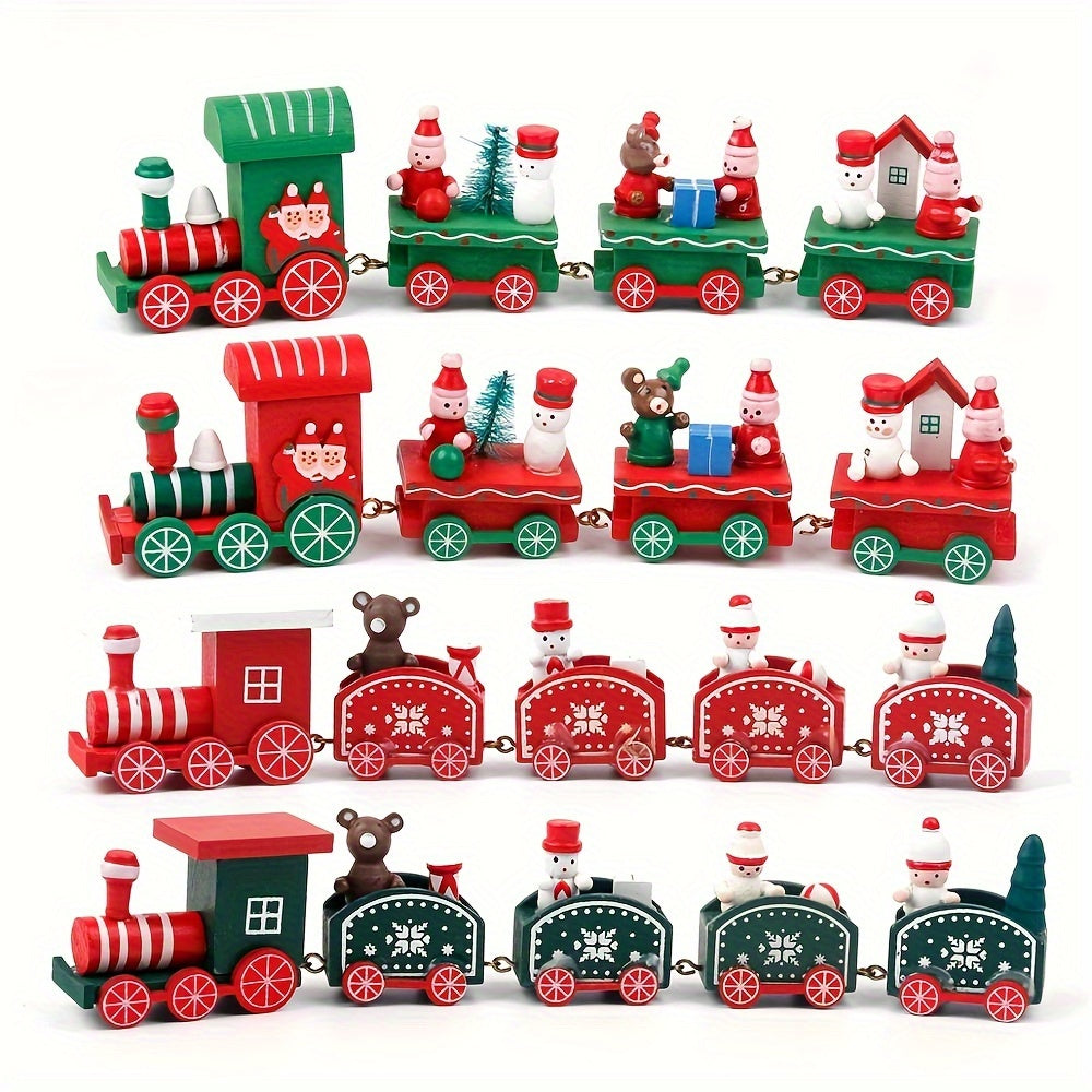 Wooden train ornament for a Merry Christmas celebration - ideal tree decor and gift.