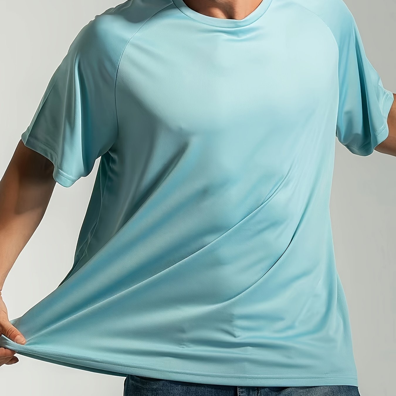 Plus-size men's moisture-wicking short-sleeve T-shirt for casual sports.