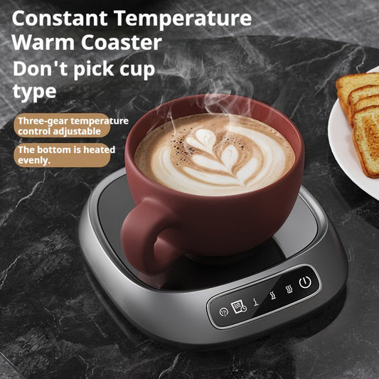 Keep your coffee warm with the 1pc Smart Coffee Cup Warmer. This electric pad maintains a constant temperature with 3-level adjustment options. Easily powered by USB, it features intelligent touch control and auto shut-off for convenience. Take this