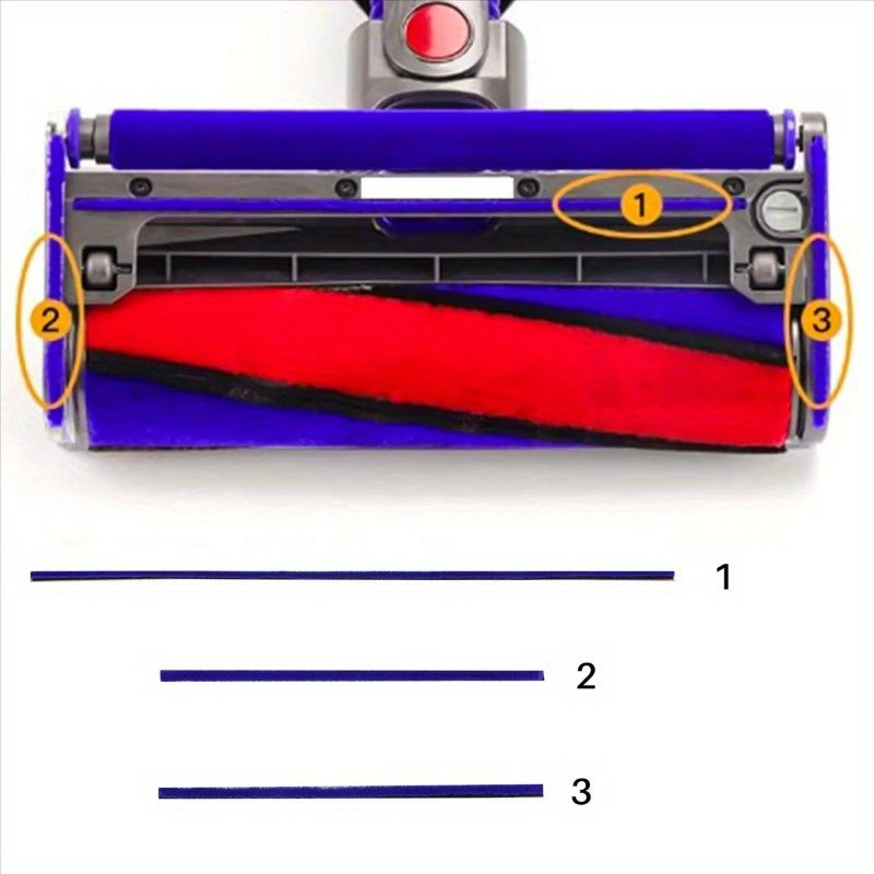 Replacement parts for V6 V7 V8 V10 V11 vacuum cleaners, featuring 3 soft long plush strips brush heads made of plastic. Perfect for home and kitchen cleaning.