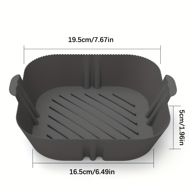 Two-piece set of reusable silicone air fryer liners for healthy cooking, featuring non-stick properties for easy baking.