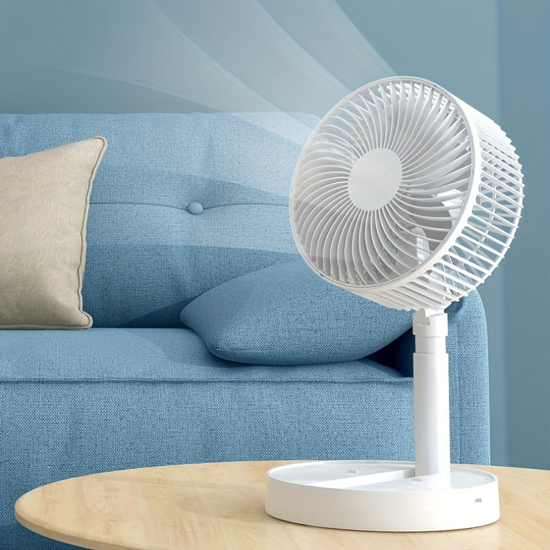 Portable Oscillating Table Fan with Whisper Quiet Operation, Touch Control, USB Rechargeable Battery, Compact and Lightweight Design for Indoor and Outdoor Use, Foldable and Travel-Friendly.