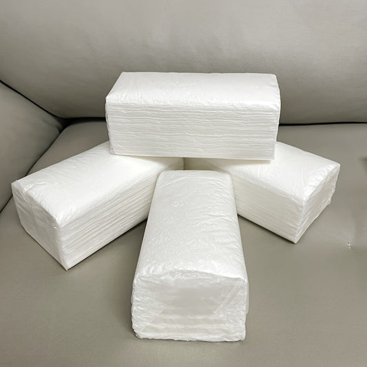 Individual sheets of multi-pack large capacity, dye-free paper napkins, hand tissues, and toilet paper for use in the home, office, dorm, or car. Perfect for cleaning supplies.