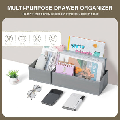 Set of 4 Underwear Drawer Storage Boxes, Foldable Dividers for Panties, Bras, Socks, and Belts. Space-saving Organizer for Wardrobe, Closet, Bedroom, Home, or Dorm.