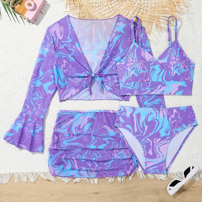 Polished polyester bikini set with cross detail, push up tops and bikini bottoms. All-season random print swimwear lined with medium stretch fabric. Model PM0003PM7.62cm.