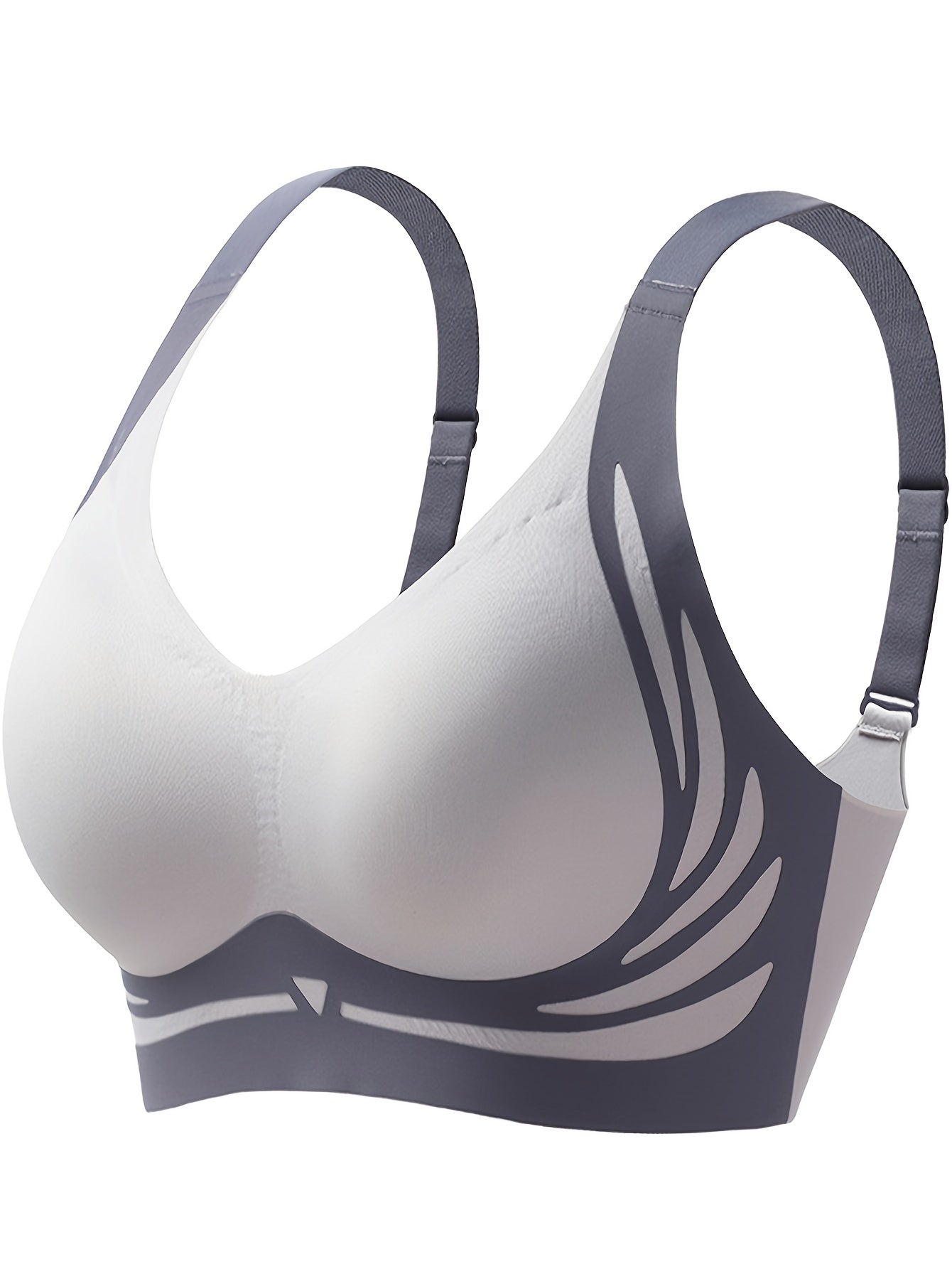 Women's 4-piece seamless bralette set with striped pattern, removable pads, and comfortable knit material.