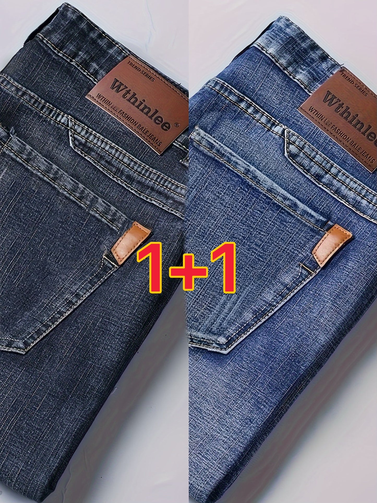 2 Men's Denim Pants with Pockets for Outdoor Activities