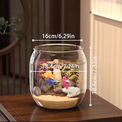 High-end clear acrylic fish tank designed for goldfish and turtles, shatterproof with large capacity and integrated desktop micro landscape feature.