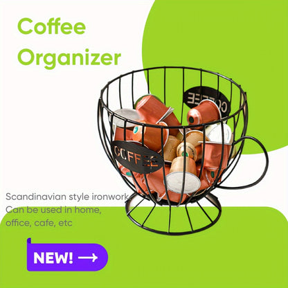 Scandinavian Style Iron Snack Candy Coffee Storage Rack - Perfect for Coffee Capsules, Can Be Used in Coffee Shops, Home, Office, or Pantry with its Simple Hollow Design.