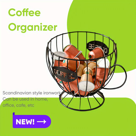 Scandinavian Style Iron Snack Candy Coffee Storage Rack - Perfect for Coffee Capsules, Can Be Used in Coffee Shops, Home, Office, or Pantry with its Simple Hollow Design.